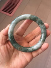 Load image into Gallery viewer, 59.5mm certified Type A 100% Natural dark green brown chubby round cut Jadeite Jade bangle BK141-5309