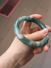 Load image into Gallery viewer, 59.5mm certified Type A 100% Natural dark green brown chubby round cut Jadeite Jade bangle BK141-5309