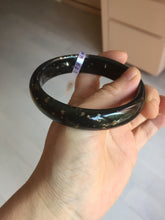 Load image into Gallery viewer, 62.3mm 100% Natural dark green/black meteorite Stellar Night sky nephrite bangle HN28-7608