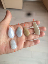 Load image into Gallery viewer, 100% natural icy watery green purple white yellow type A jadeite jade water drop/blessed melon/bamboo pendant necklace group BG45