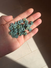 Load image into Gallery viewer, 9.8-10mm 100% natural type A blue/green/yellow/gray Guatemala Jadeite Jade small safe and sound donuts button pendant group BP61 (add-on items)