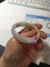 Load image into Gallery viewer, 47mm certified 100% natural Type A icy watery light green yellow white oval jadeite jade bangle PC17-6671