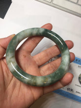 Load image into Gallery viewer, 59.5mm certified Type A 100% Natural dark green brown chubby round cut Jadeite Jade bangle BK141-5309