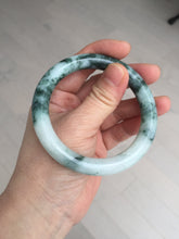 Load image into Gallery viewer, 55.5mm certified 100% natural Type A silent snow and green fire forest round cut jadeite jade bangle AA35-4285
