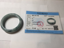 Load image into Gallery viewer, 53mm certified 100% natural Type A green white with green floating flowers chubby jadeite bangle PB241-9548