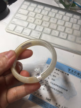 Load image into Gallery viewer, 47.5mm certified 100% natural Type A icy watery light green yellow white oval jadeite jade bangle PC18-6668
