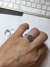 Load image into Gallery viewer, 100% natural type A icy watery green dark green four-prong jadeite jade ring group BP145