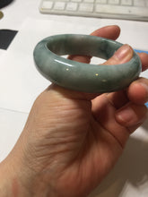 Load image into Gallery viewer, 53mm certified 100% natural Type A green white with green floating flowers chubby jadeite bangle PB241-9548