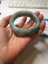 Load image into Gallery viewer, 53mm certified 100% natural Type A green white with green floating flowers chubby jadeite bangle PB241-9548