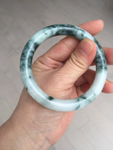 Load image into Gallery viewer, 55.5mm certified 100% natural Type A silent snow and green fire forest round cut jadeite jade bangle AA35-4285