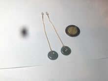 Load image into Gallery viewer, 12.5mm 100% Natural blue gray green safe and sound donut button Guatemala jadeite Jade dangling earring AM76