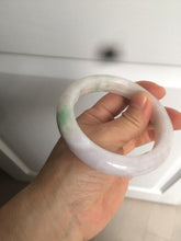 Load image into Gallery viewer, 59.5mm Certificated Type A 100% Natural white/sunny green/purple jadeite jade bangle H114-9141