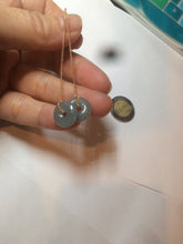 Load image into Gallery viewer, 12.5mm 100% Natural blue gray green safe and sound donut button Guatemala jadeite Jade dangling earring AM76