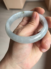 Load image into Gallery viewer, 57.7mm certificated Type A 100% Natural icy watery light green/white with dark green floating flowers Jadeite Jade bangle AD103-5251