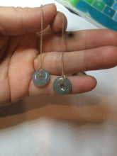 Load image into Gallery viewer, 12.5mm 100% Natural blue gray green safe and sound donut button Guatemala jadeite Jade dangling earring AM76