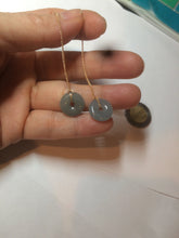 Load image into Gallery viewer, 12.5mm 100% Natural blue gray green safe and sound donut button Guatemala jadeite Jade dangling earring AM76