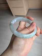 Load image into Gallery viewer, 57.7mm certificated Type A 100% Natural icy watery light green/white with dark green floating flowers Jadeite Jade bangle AD103-5251