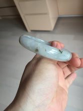 Load image into Gallery viewer, 57.7mm certificated Type A 100% Natural icy watery light green/white with dark green floating flowers Jadeite Jade bangle AD103-5251
