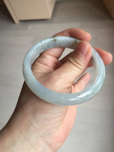 Load image into Gallery viewer, 57.7mm certificated Type A 100% Natural icy watery light green/white with dark green floating flowers Jadeite Jade bangle AD103-5251