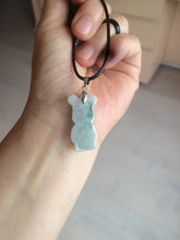 Load image into Gallery viewer, Type A 100% Natural light green jadeite jade cute baby bear pendant BG44