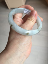 Load image into Gallery viewer, 57.7mm certificated Type A 100% Natural icy watery light green/white with dark green floating flowers Jadeite Jade bangle AD103-5251