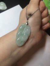 Load image into Gallery viewer, Certified type A 100% Natural icy watery green Jadeite Jade leaf pendant BH59-5-2611