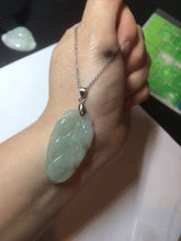 Load image into Gallery viewer, Certified type A 100% Natural icy watery green Jadeite Jade leaf pendant BH59-5-2611