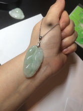 Load image into Gallery viewer, Certified type A 100% Natural icy watery green Jadeite Jade leaf pendant BH59-5-2611