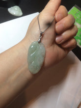 Load image into Gallery viewer, Certified type A 100% Natural icy watery green Jadeite Jade leaf pendant BH59-5-2611