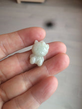Load image into Gallery viewer, Type A 100% Natural light green jadeite jade cat kitty pendant BG43