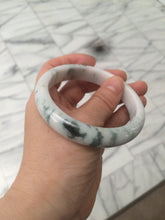 Load image into Gallery viewer, 59.5mm Certificated Type A 100% Natural White green red purple(FU LU SHOU) with green floating flowers Jadeite Jade bangle G110-9511