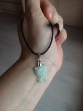 Load image into Gallery viewer, Type A 100% Natural light green jadeite jade cat kitty pendant BG43