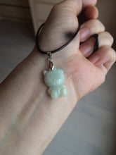 Load image into Gallery viewer, Type A 100% Natural light green jadeite jade cat kitty pendant BG43