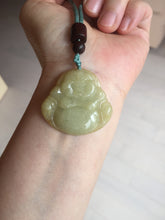 Load image into Gallery viewer, 100% Natural type A yellow green happy buddha jadeite Jade pendant AX159