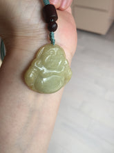 Load image into Gallery viewer, 100% Natural type A yellow green happy buddha jadeite Jade pendant AX159