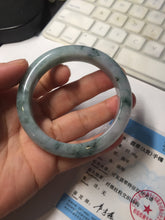 Load image into Gallery viewer, 55mm Certified Type A 100% Natural light green purple with floating flowers Jadeite bangle AY128-6647