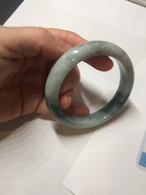 Load image into Gallery viewer, 57mm Certified Type A 100% Natural sunny green/gray/black chubby Jadeite bangle PB243-9556