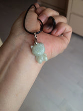 Load image into Gallery viewer, Type A 100% Natural light green jadeite jade cat kitty pendant BG43
