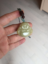 Load image into Gallery viewer, 100% Natural type A yellow green happy buddha jadeite Jade pendant AX159