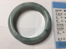 Load image into Gallery viewer, 54mm certified 100% natural Type A green white with green floating flowers chubby jadeite bangle PB245-9551