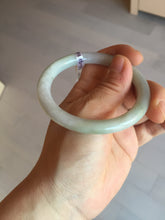 Load image into Gallery viewer, 54.5mm certified 100% natural type A icy watery white/gray round cut jadeite jade bangle BL9-9888