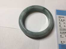 Load image into Gallery viewer, 54mm certified 100% natural Type A green white with green floating flowers chubby jadeite bangle PB245-9551