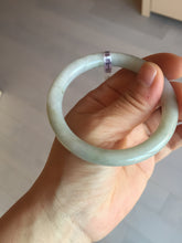 Load image into Gallery viewer, 54.5mm certified 100% natural type A icy watery white/gray round cut jadeite jade bangle BL9-9888