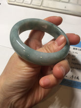 Load image into Gallery viewer, 54mm certified 100% natural Type A green white with green floating flowers chubby jadeite bangle PB245-9551