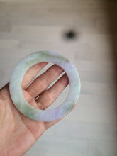 Load image into Gallery viewer, 58mm certified Type A 100% Natural green/purple/yellow flat style Jadeite jade bangle C89-2