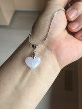 Load image into Gallery viewer, Type A 100% Natural watery light green/yellow/purple Jadeite Jade 3D sweet heart Pendant Q87 (Add on item)