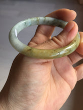 Load image into Gallery viewer, 52mm certified Type A 100% Natural light green yellow brown autumn colors slim oval Jadeite Jade bangle Q140-4074