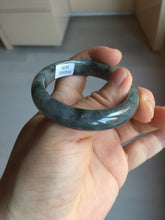 Load image into Gallery viewer, 49mm certified Type A 100% Natural icy watery yellow black(WuJi) oval Jadeite Jade bangle BM115-2675