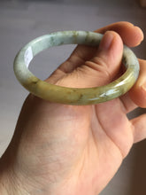 Load image into Gallery viewer, 52mm certified Type A 100% Natural light green yellow brown autumn colors slim oval Jadeite Jade bangle Q140-4074