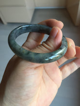 Load image into Gallery viewer, 49mm certified Type A 100% Natural icy watery yellow black(WuJi) oval Jadeite Jade bangle BM115-2675